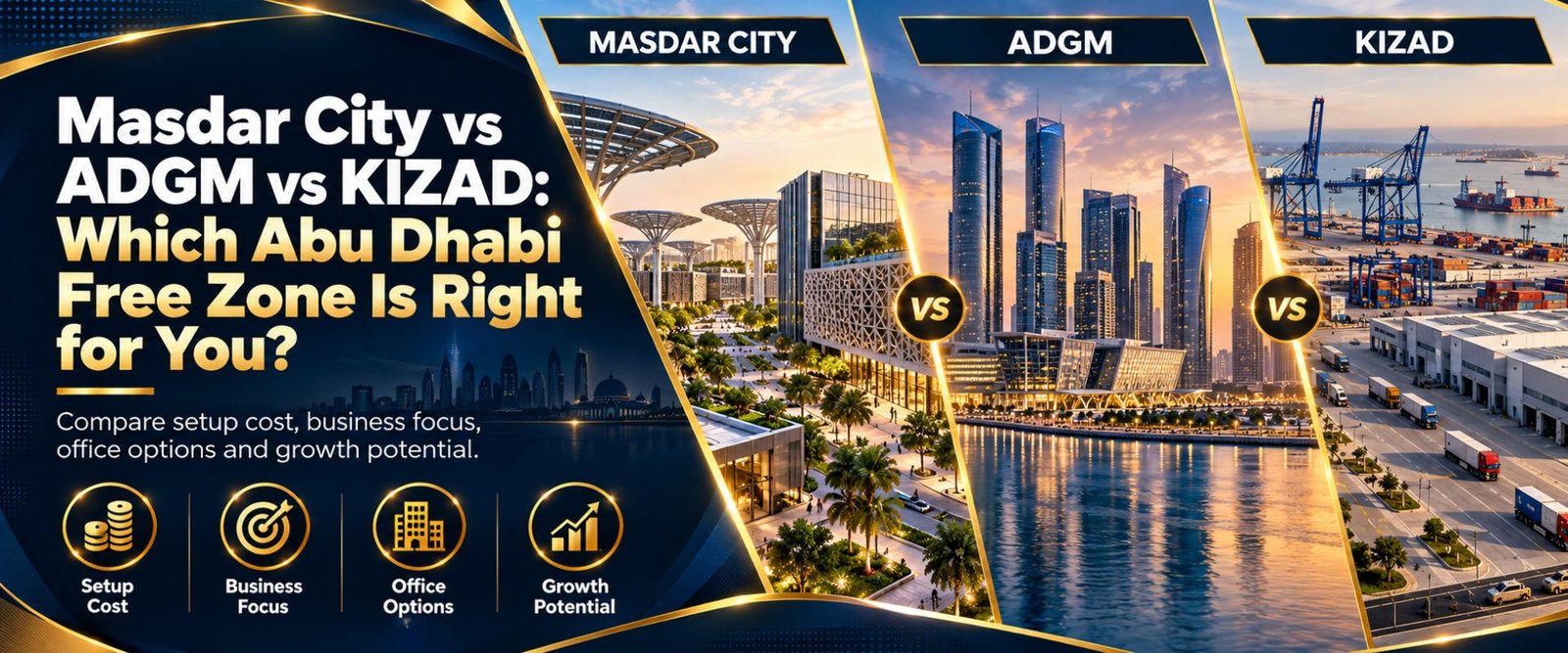 Masdar city vs ADGM VS KIZAD Comparison Guide