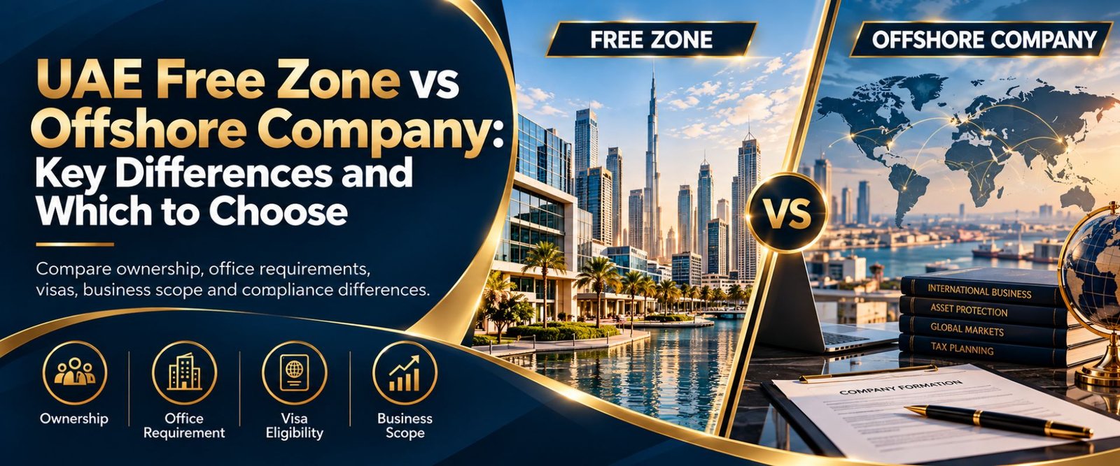 UAE Free zone vs Offshore company Comparison Guide